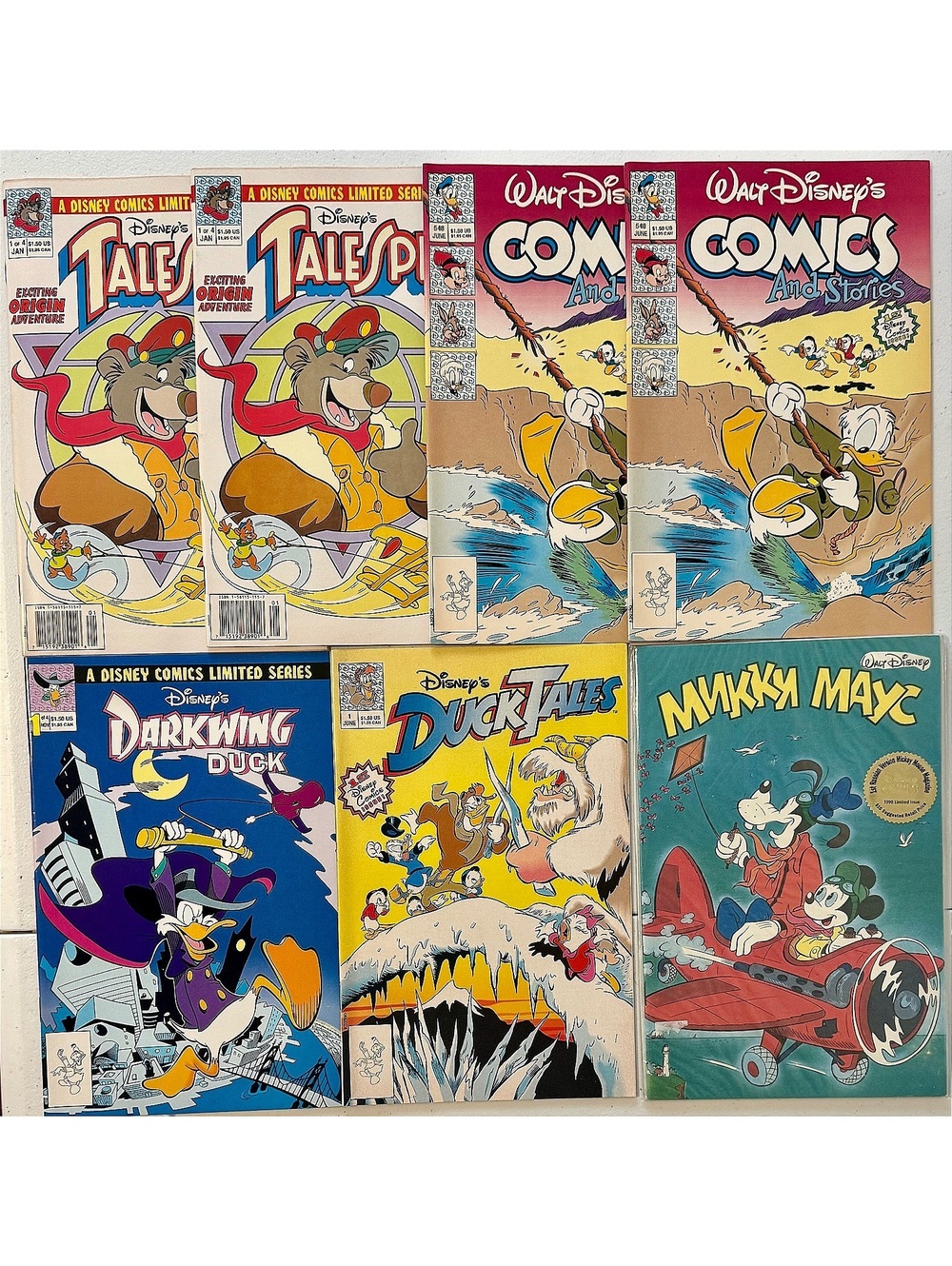 1990 Disney Comics 1st's, Duck Tales #1, Darkwing Duck #1, Russian Mickey Mouse